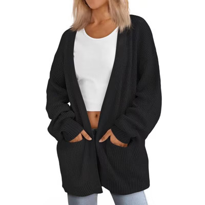Coolmee Women's Open Front Cardigans Long Sleeve Oversized Soft Knit Outwear with Pocket | Target