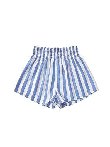 SweatyRocks Women's Striped Wide Leg Shorts Paperbag High Waisted Casual Linen Shorts | Amazon (US)