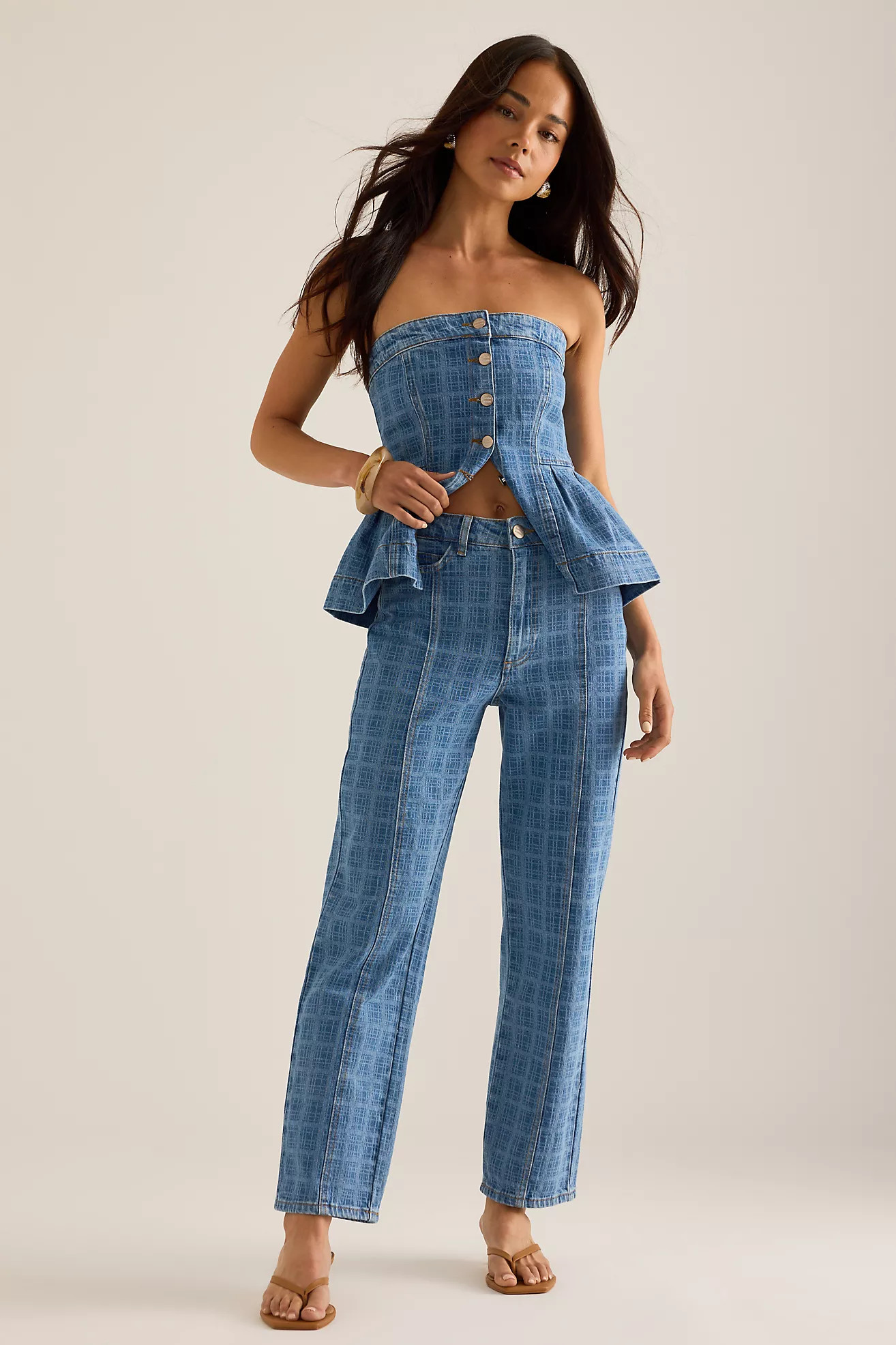 Damson Madder Tovie Laser Check Mid-Rise Jeans | Anthropologie (UK)