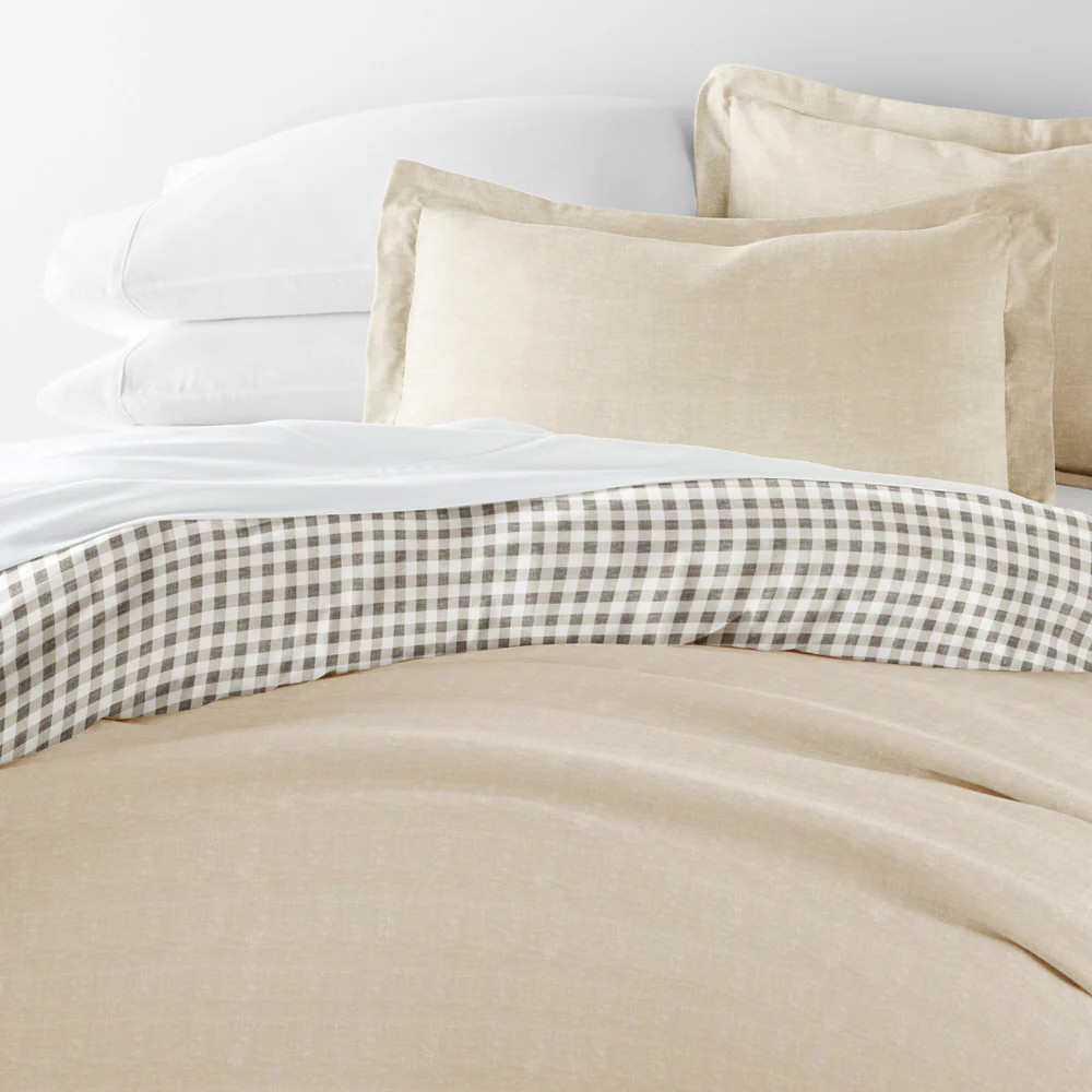 Gingham Check Pattern Reversible Duvet Cover Set | Linens and Hutch