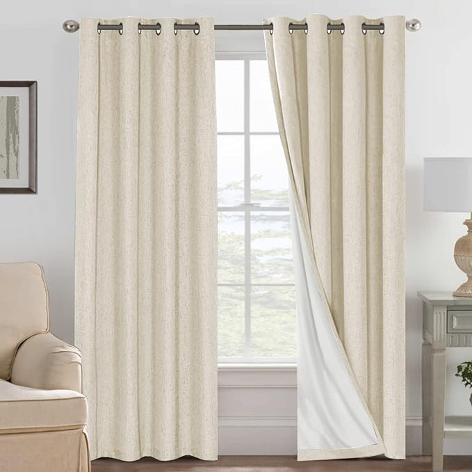 H.VERSAILTEX 100% Blackout Curtains for Bedroom Thermal Insulated Linen Textured Curtains Heat an... | Amazon (US)