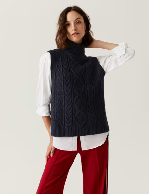 Recycled Blend Cable Knit Knitted Vest | Marks & Spencer (UK)