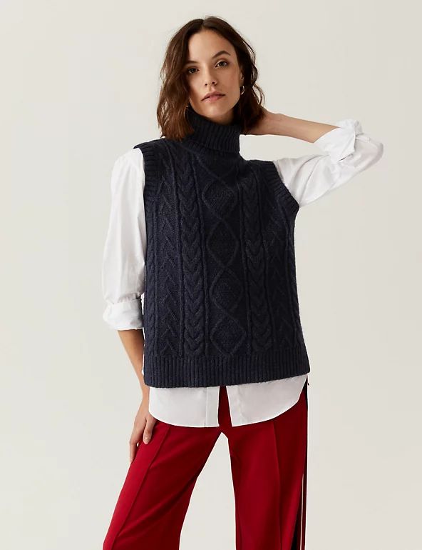 Recycled Blend Cable Knit Knitted Vest | Marks & Spencer (UK)