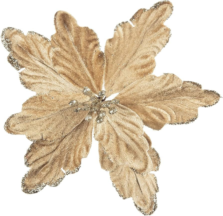 DuHouse 7Pcs Poinsettia Flowers Picks Artificial Glitter Poinsettia Flowers with Stems Christmas ... | Amazon (US)