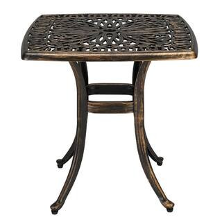Karl home Bronze Square Aluminum Outdoor Side Table 998252496415 - The Home Depot | The Home Depot
