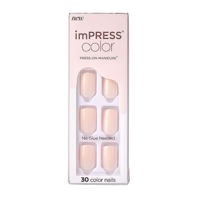 KISS imPRESS Color Press-On Manicure, Gel Nail Kit, PureFit Technology, Short Length, “Point Pi... | Amazon (US)