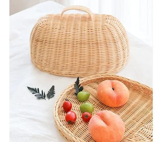 Rattan Basket Bread Basket White Rattan Storage Baskets Fruit - Etsy | Etsy (US)