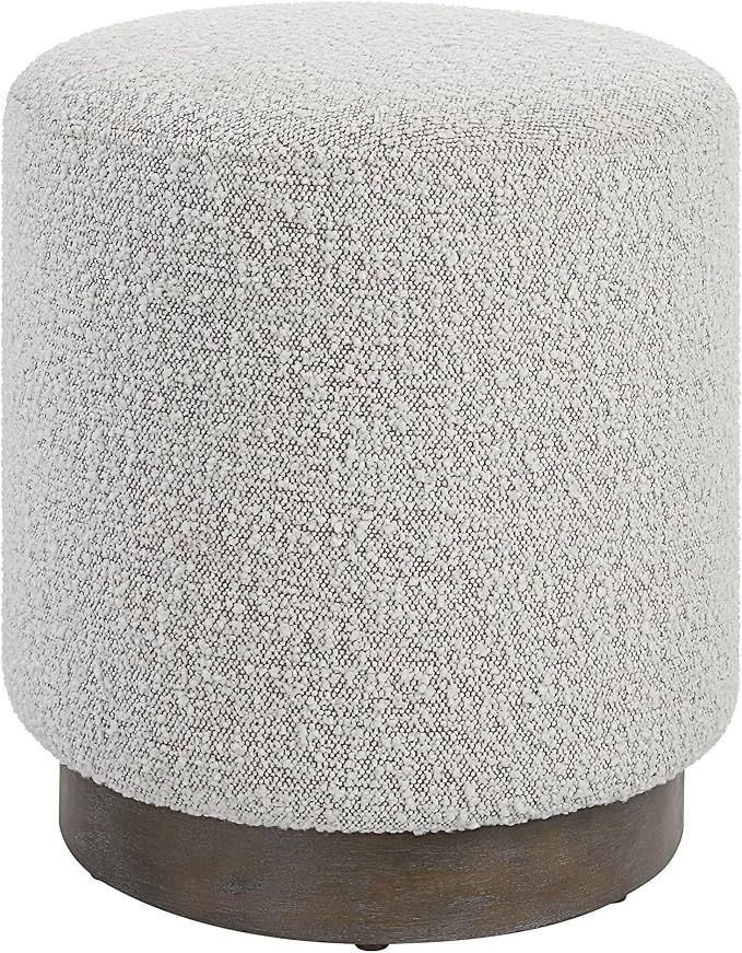 Uttermost Avila Gray and White Fabric Ottoman with Wooden Base | Amazon (US)