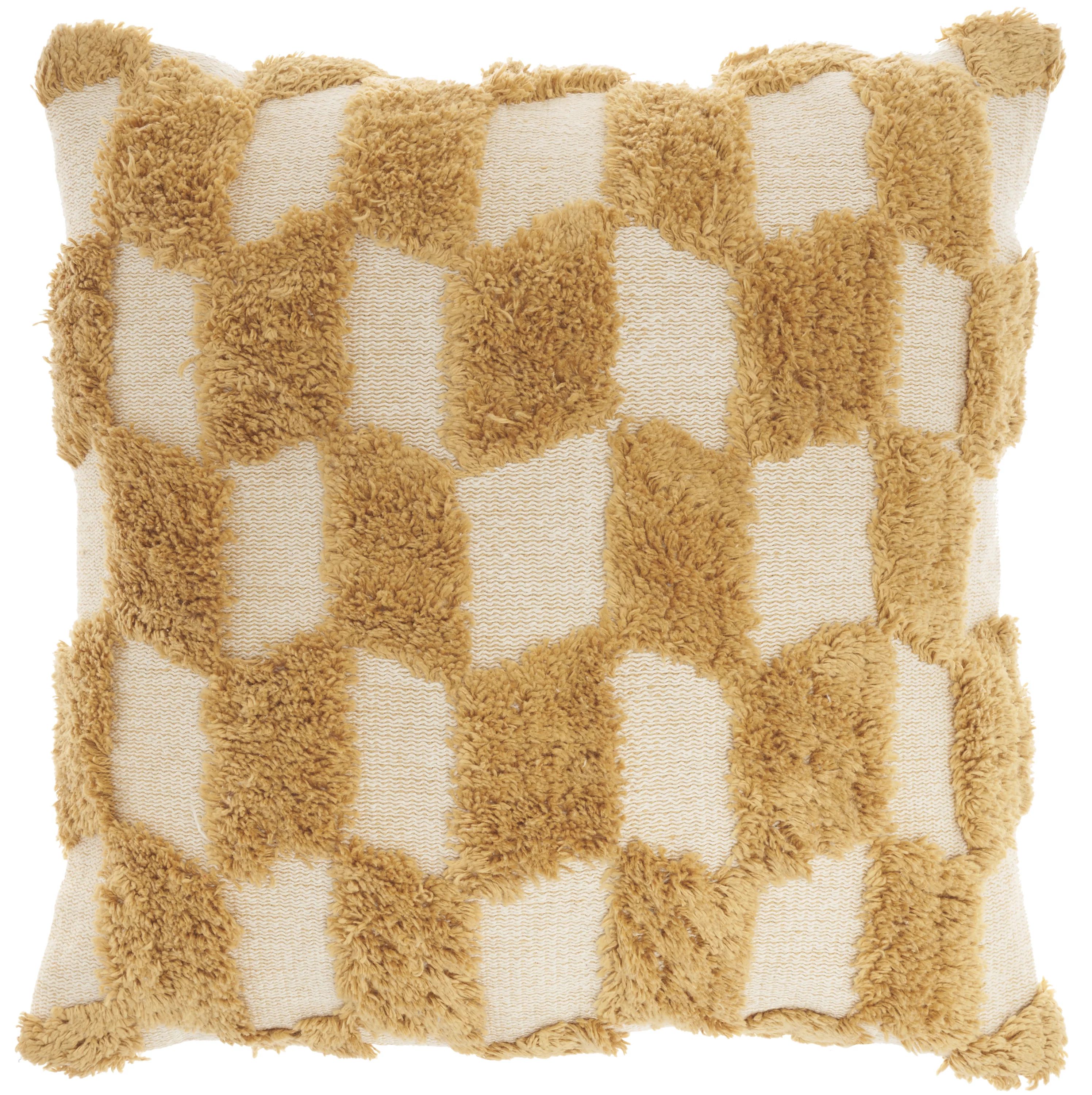 Nicole Curtis Tufted Checkers 18"X18" Yellow Throw Pillow | Walmart (US)