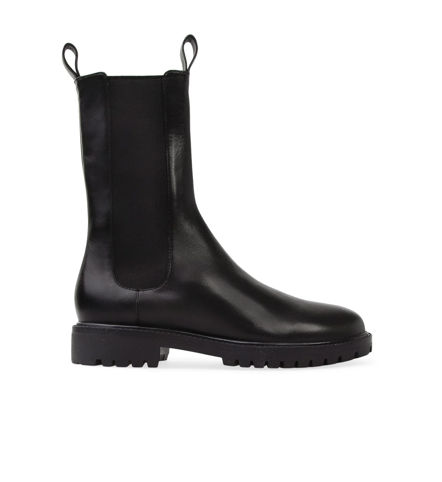 Black Leather Flat Boots | Bared Footwear