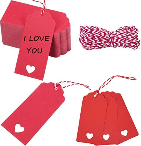 100PCs Valentine Gift Tags Heart Kraft Paper Gift Tags with String for Wedding Party Gift Wrappin... | Amazon (US)