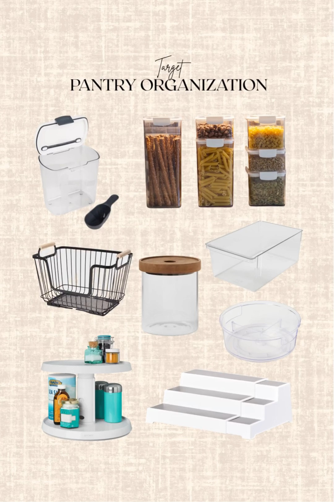 Target Pantry Organization! 

Storage containers, baskets, spice rack organizers, cabinet organizers,  revolving rack, bin

#LTKHome #LTKfoodie #LTKSeasonal