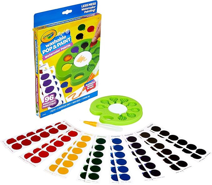 Crayola Watercolor Pop & Paint Palette, Washable Paint Kit, Less Mess Watercolor Paint Set for Ki... | Amazon (US)