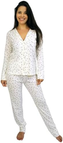 Pijama Americano Longo Algodão - Bege Coração | Amazon (BR)