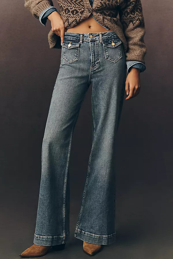 Pocket High-Rise Flare Jeans | Anthropologie (US)