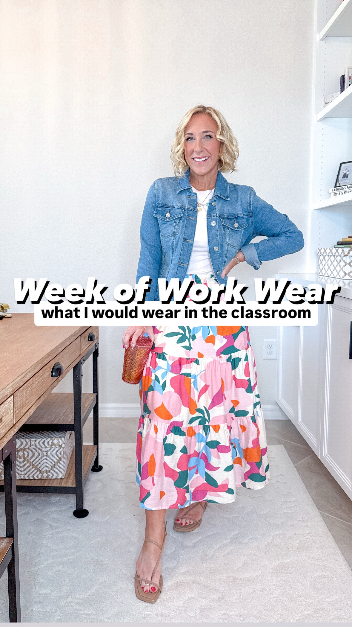 Week of Work Wear:
1. MONDAY: denim jacket - size small. Has stretch // skirt - size small. Elastic waistband // light pink shirt - size small. 
2. TUESDAY: green jacket - size medium. Lightweight // black trousers - size small. Very flowy // white shirt - size small. Double lined.
3. WEDNESDAY: green floral dress - size small. Lightweight, not lined, but not see-through // denim jacket - size small. Oversized. 
4. THURSDAY: sweater vest - size small. Runs oversized // floral pants - size small. Lightweight & flowy (make sure to steam after washing!)
5. FRIDAY: jeans - size 4. (Still available, but in the full length) // floral tie -front top - size small // tank - size small  
** outfit from beginning: cardigan - size small // striped shirt - small (linking similar!) // pants - size small. 


#LTKWorkwear #LTKFindsUnder50 #LTKSeasonal