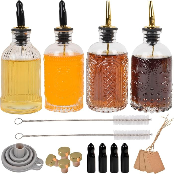 ChezMax Syrup Dispenser Bottles Set of 4, Simple Syrup Bottle for Coffee Bar Accessories, 7 oz Gl... | Amazon (US)