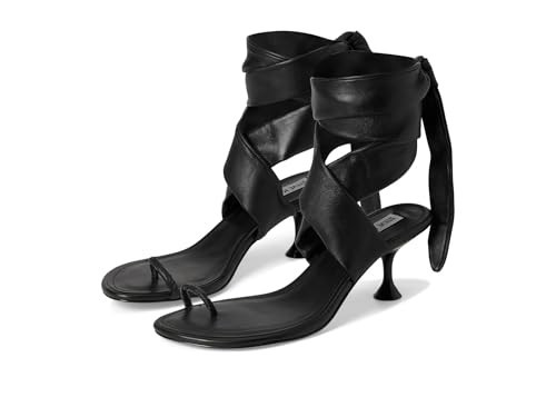 Steve Madden Women's Symone Heeled Sandal, Black Leather, 6.5 | Amazon (US)
