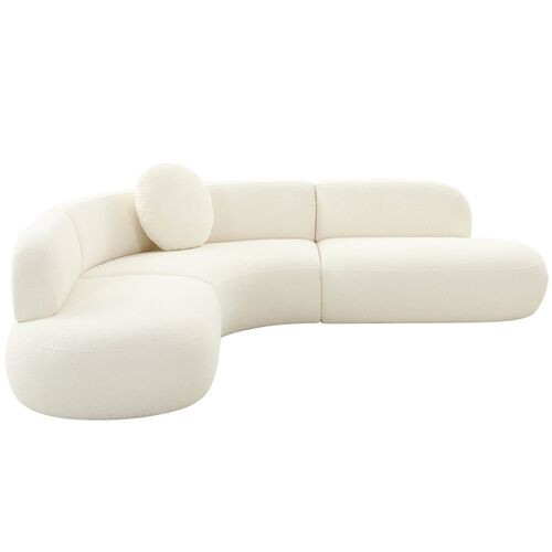 Hiro Boucle Curved Sectional - Cream - Handcrafted - White | One Kings Lane