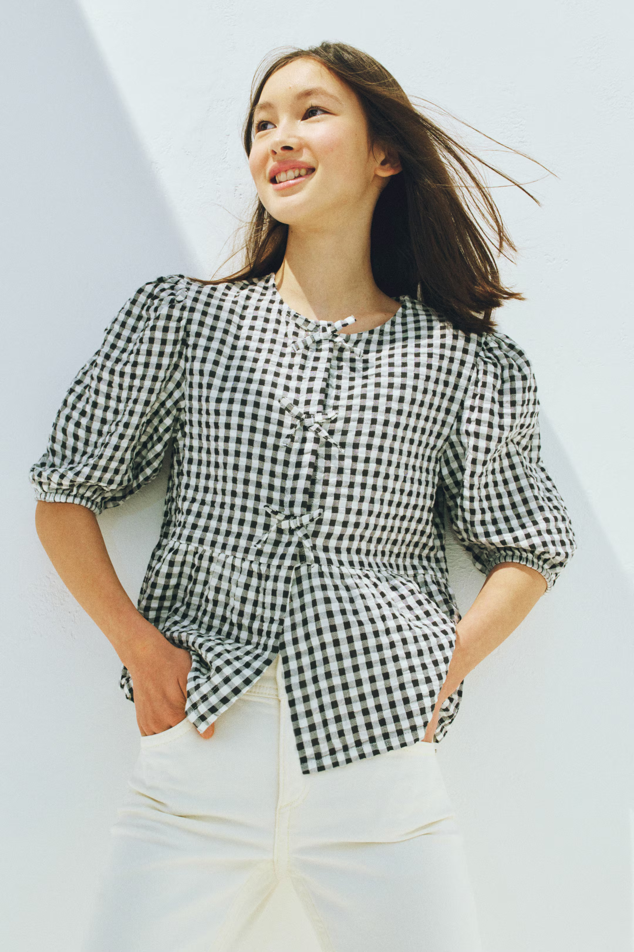 Cotton Seersucker Peplum Blouse | H&M (US + CA)