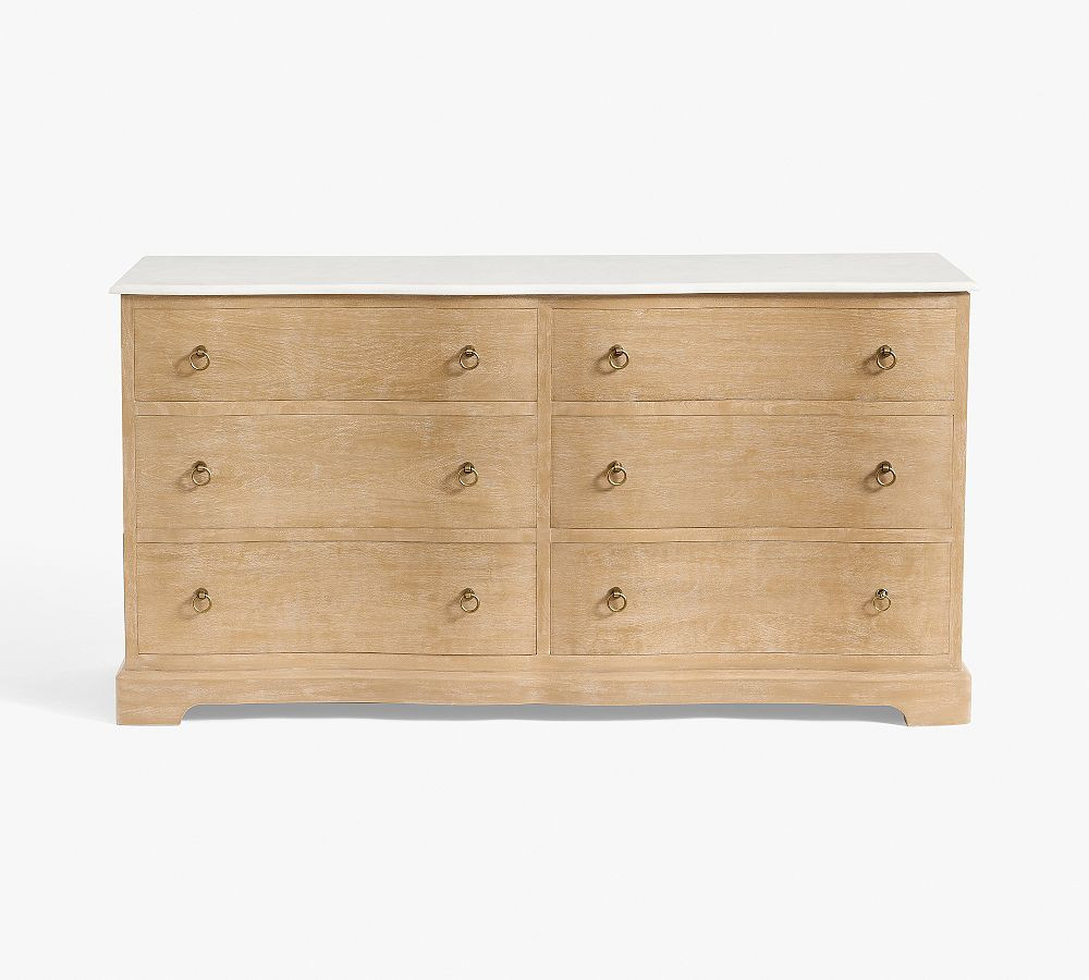 Scarlett 6-Drawer Marble Wide Dresser, Weathered Wheat, 64 | Pottery Barn (US)