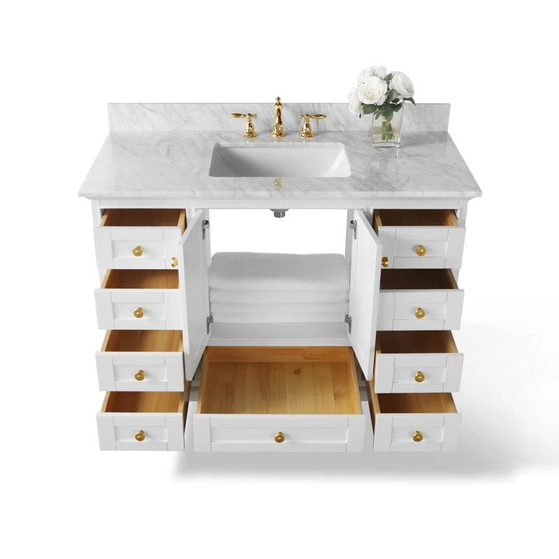 Audrey 48'' Free Standing Single Bathroom Vanity with Marble Top | Wayfair North America