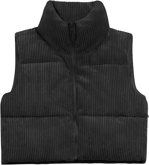 Women's Cropped Puffer Vest Winter Sleeveless Warm Outerwear Vests Lightweight Corduroy Coat with... | Amazon (US)