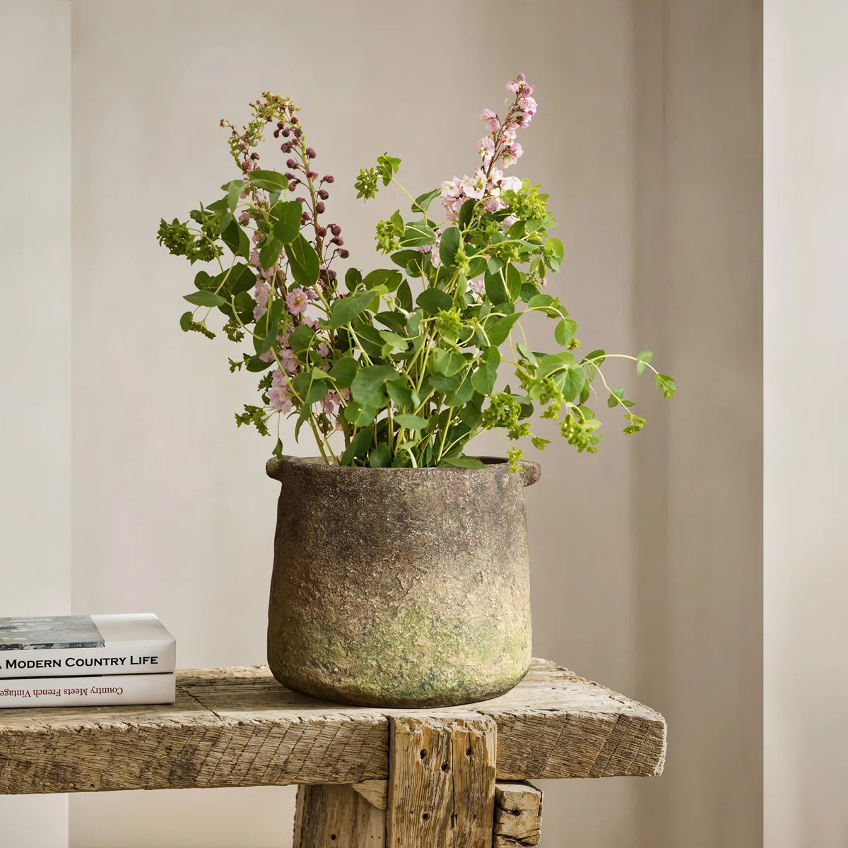 Icaria Rustic Ginger Root Brown Cement 8.9-Inch Tall Indoor and Outdoor Cylinder Vase | Wayfair North America