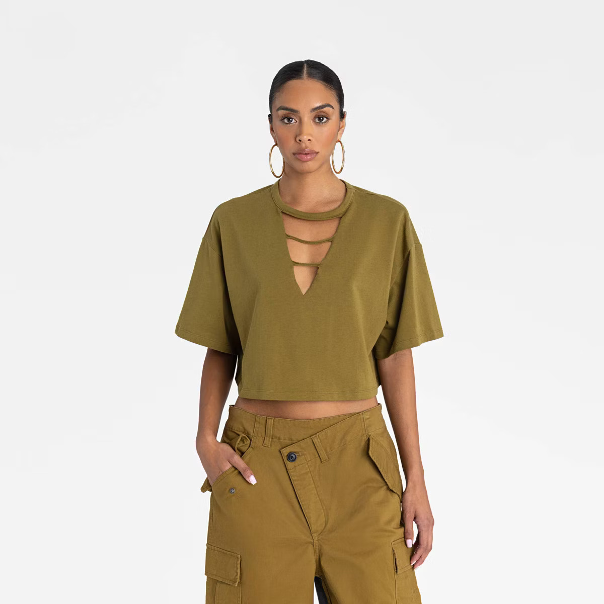 KBB by KAHLANA Women's Short Sleeve T-Shirt 'The Cut Out Tee' | Target