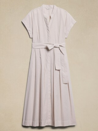 Poplin Tie-Waist Midi Dress | Banana Republic Factory
