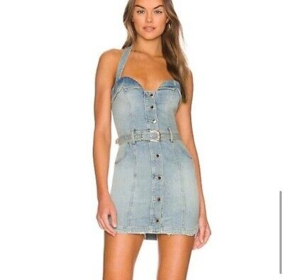 retrofete Fallon Dress Porcelain Blue Denim Mini L NWOT $498 | eBay US