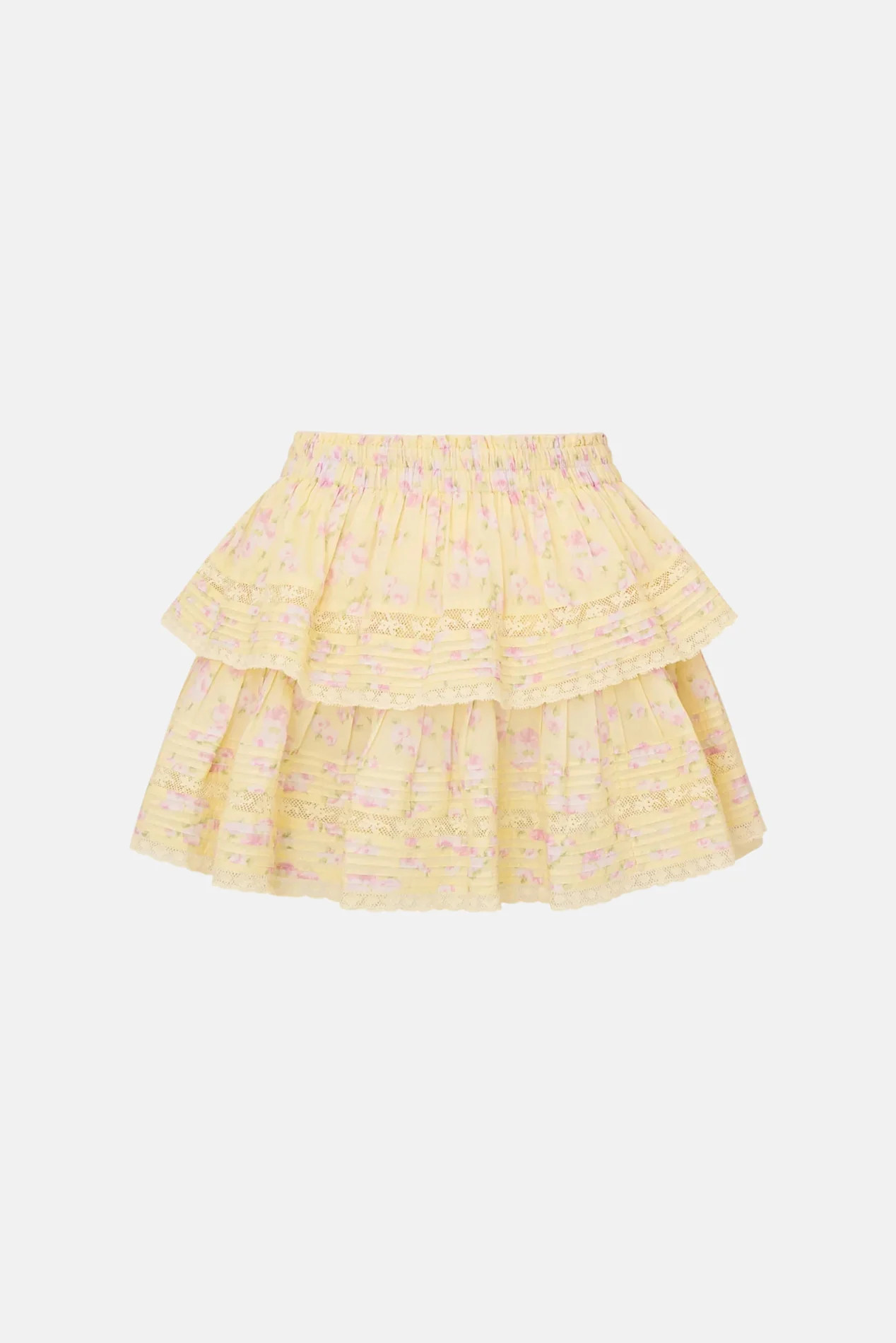 Blooming Floral Ruffle Mini Skirt Lemon Spritz | Blue & Cream