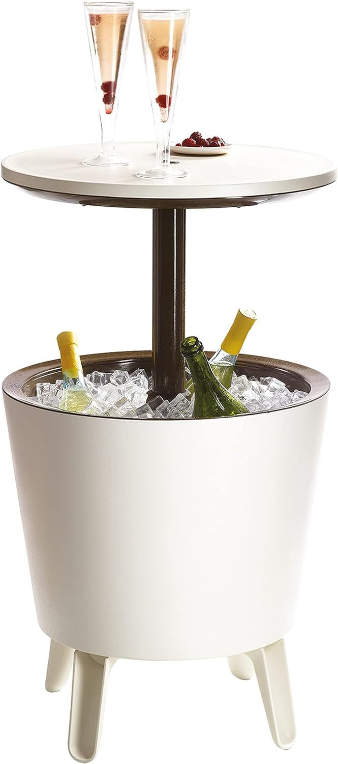 Keter 17186745 Cool Bar, plastic coffee table, extendable, white / brown | Amazon (DE)
