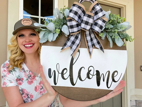 Front Door Decor  Welcome  Year Round Wreath  Front Door - Etsy | Etsy (US)