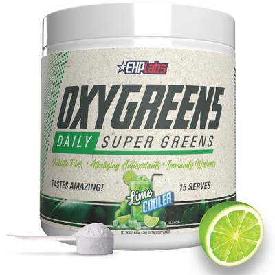 EHPlabs OxyGreens Super Greens Powder, Spirulina & Chlorella, Prebiotic Fiber, Probiotics, Immune Support, 15 Serves (Lime Cooler) | Target
