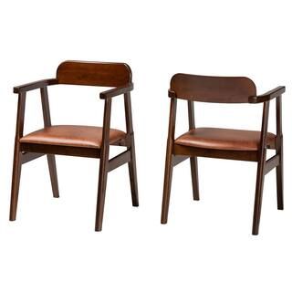 Baxton Studio Cleo Light Brown and Dark Brown Dining Chair (Set of 2) 216-2P-12623-HD - The Home ... | The Home Depot
