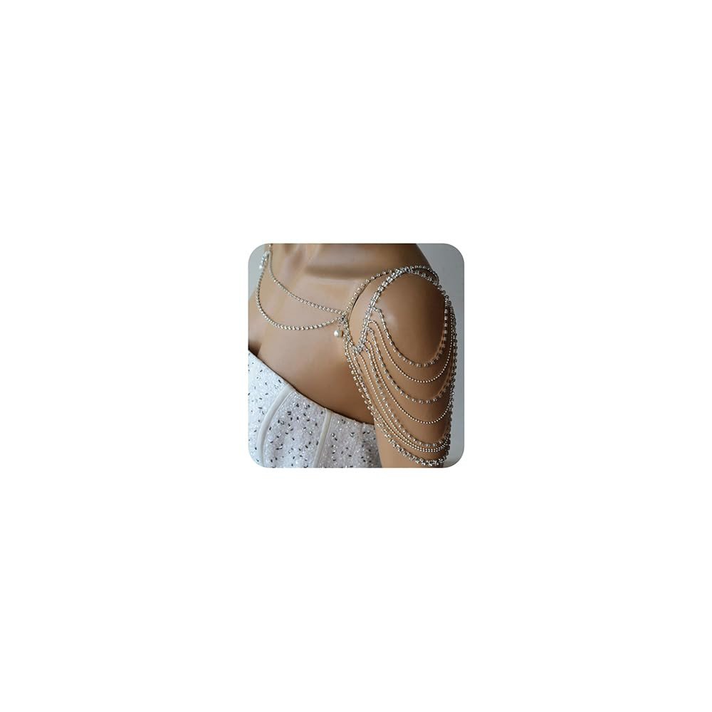 Xerling Silver Rhinestones Shoulder Harness Body Chain Fringe Tassels Bra Chain Body Jewelry Wedd... | Amazon (US)