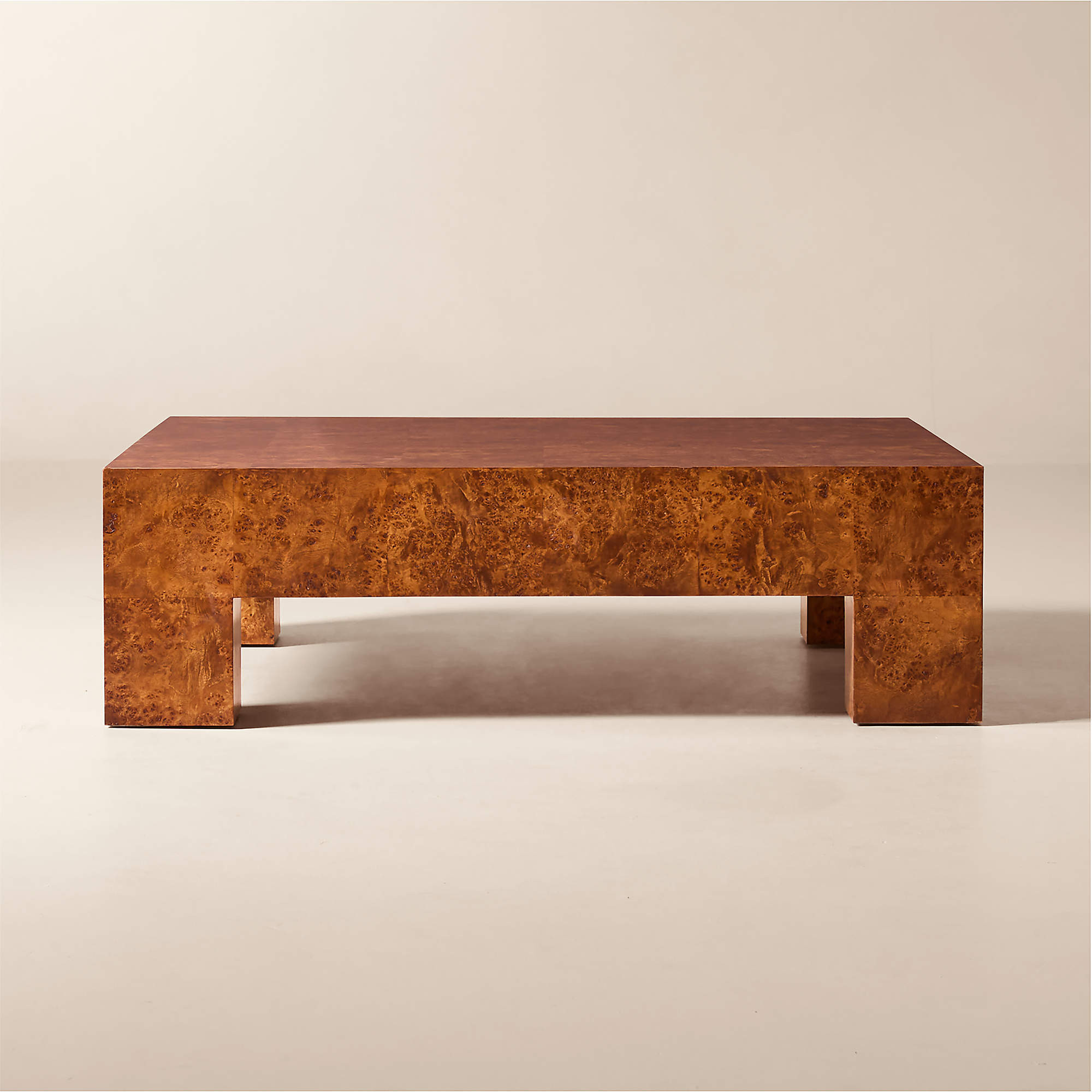 Scatola 48" Square Brown Burl Wood Coffee Table + Reviews | CB2 | CB2