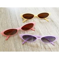 Women 1990's Retro Narrow Cat Eye Slim Trendy Ladies Eyewear. Chic & Stylish Oval Sunglasses | Etsy (UK)