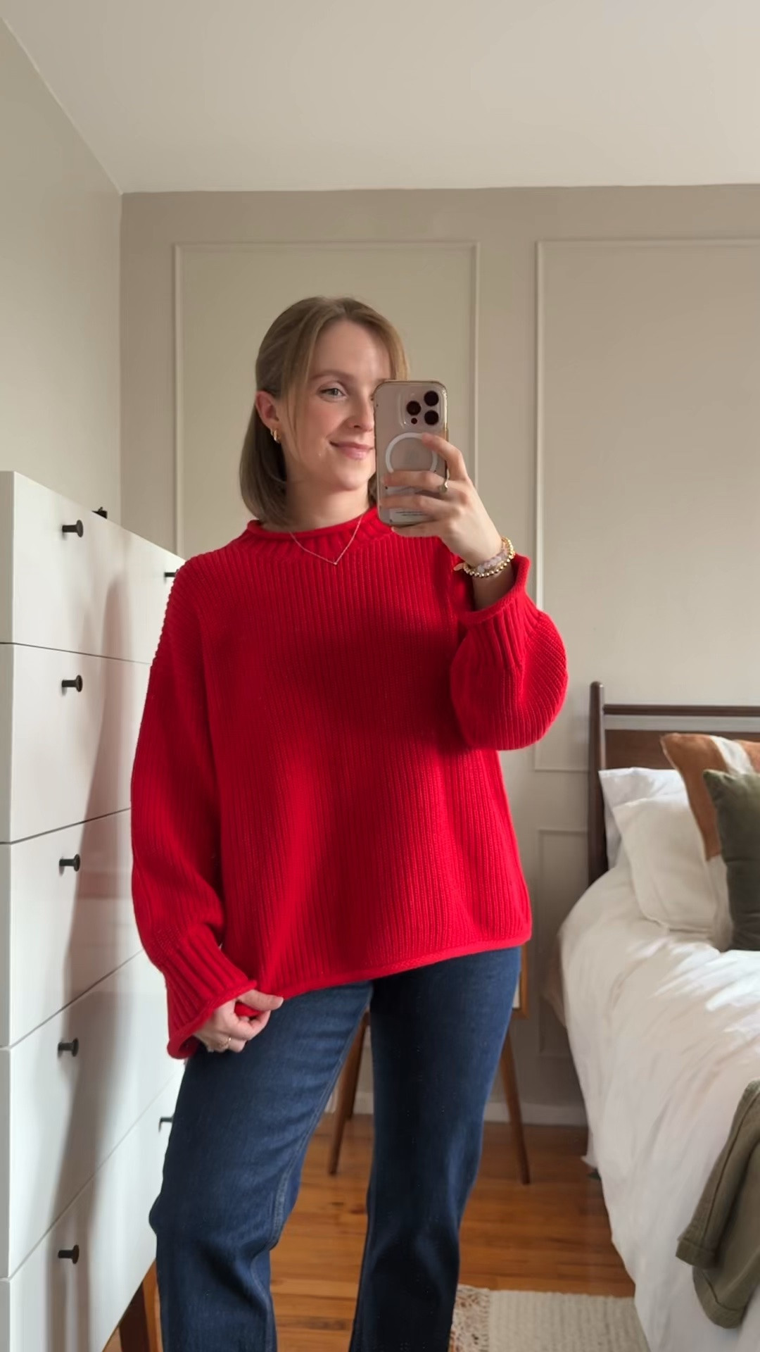 Abercrombie 25% off sale 
100% cotton roll neck sweater selling fast and so cozy! Wearing xs 
25 short high waisted 90s jeans 

Fall casual outfit, fall sweater

#LTKootd #LTKSaleAlert #LTKPetite