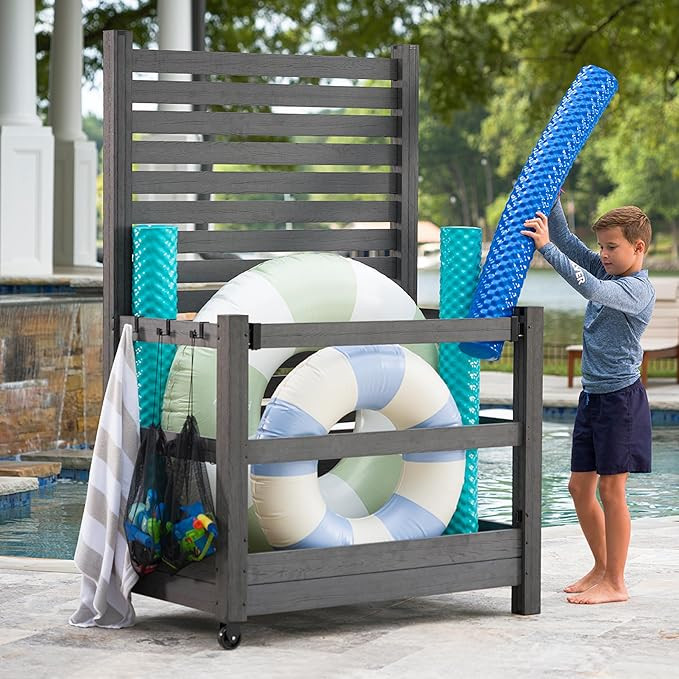 6.2ft H x 4ft W x 2.5ft D Poolside Organizer and Deck Storage with Privacy Screen for Pool Toys a... | Amazon (US)
