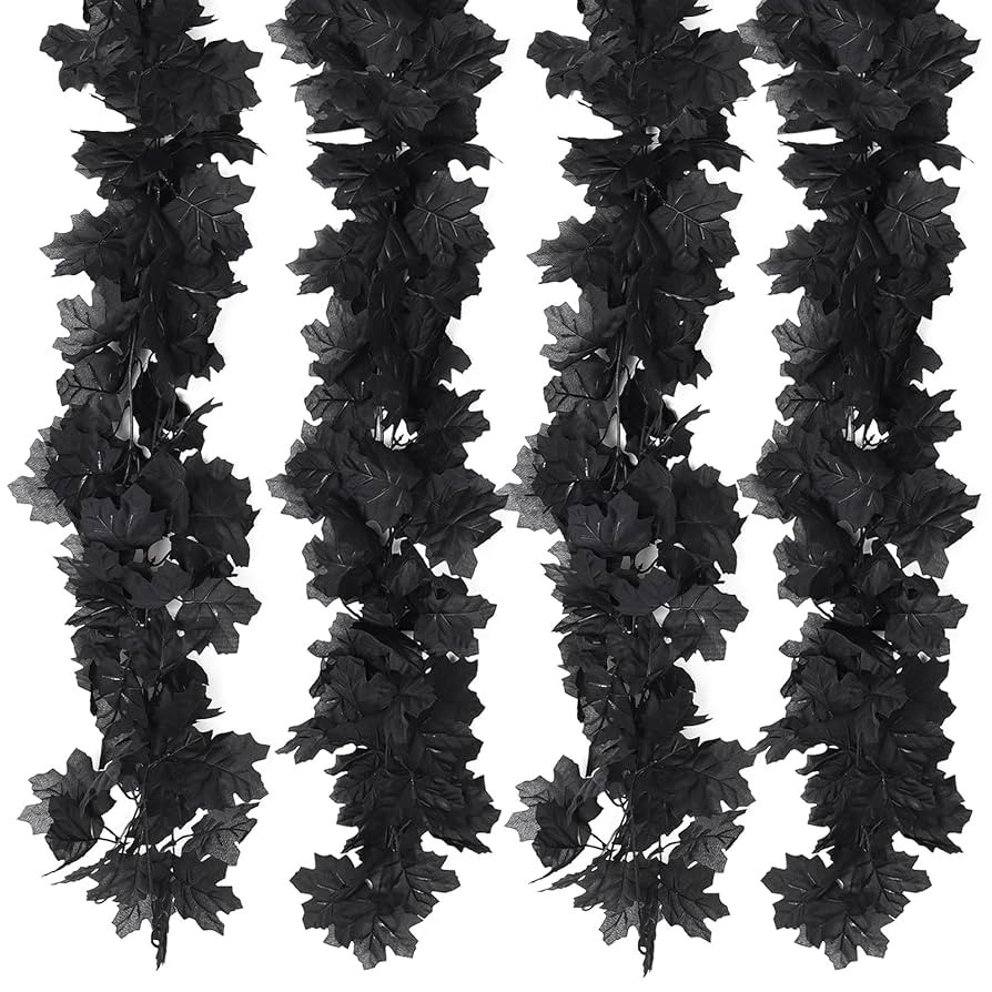 Fall Decor Fake Garland, Black Decorations Halloween Garlands, Autum Wall Hanging Maple Leaves, A... | Amazon (US)