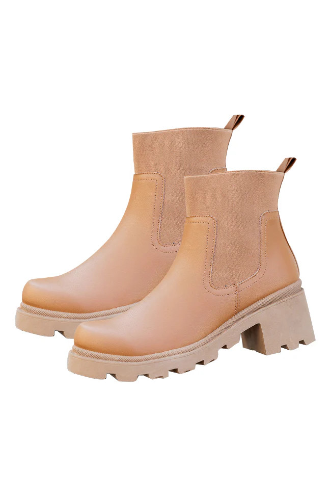 Ashley Camel Chunky Bootie | Pink Lily