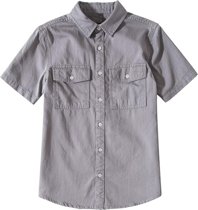 Tronjori Boys' Short Sleeve Button Down Woven Shirt | Amazon (US)