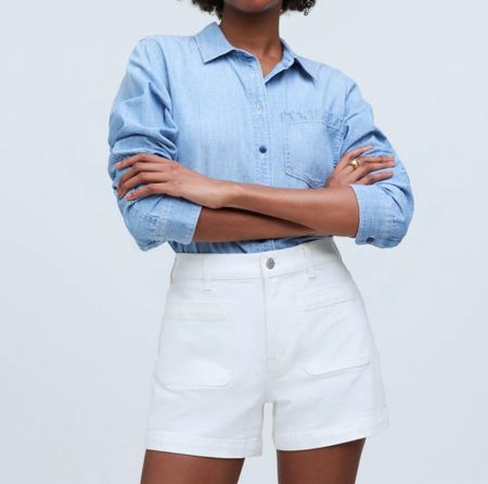 White denim shorts, summer outfit 

#LTKmidsize #LTKxMadewell #LTKSeasonal