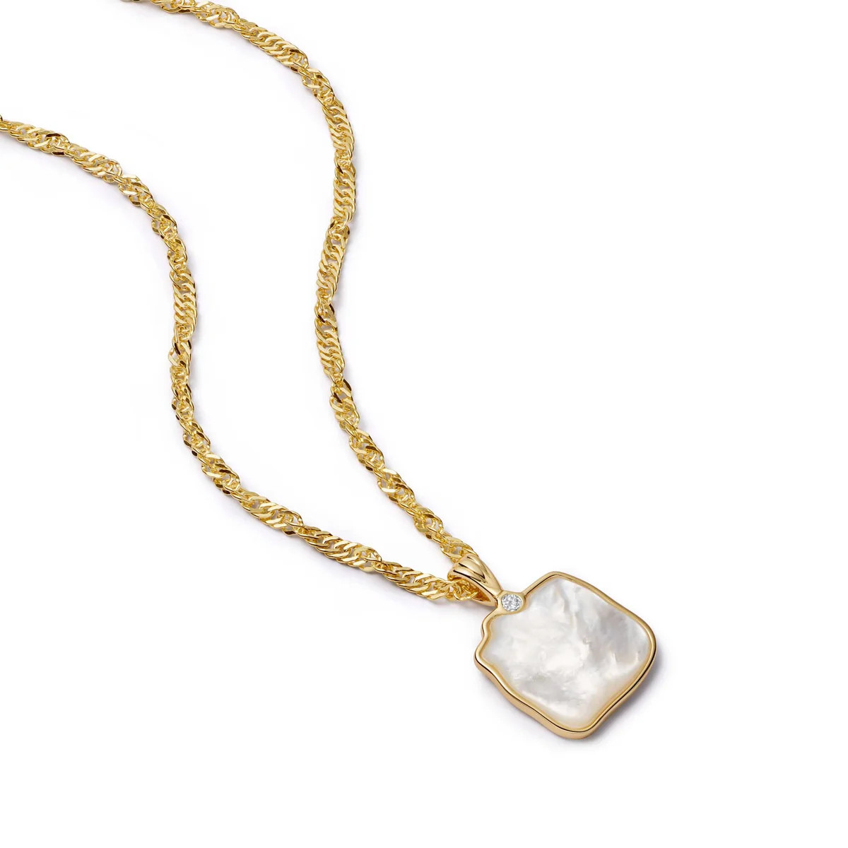 Organic Mother Of Pearl Necklace 18ct Gold Plate | Daisy London Jewellery