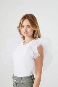 Organza Butterfly-Sleeve Bodysuit | Forever 21 (US)