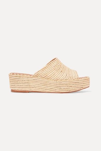 Carrie Forbes - Karim Woven Raffia Wedge Sandals - Beige | NET-A-PORTER (US)