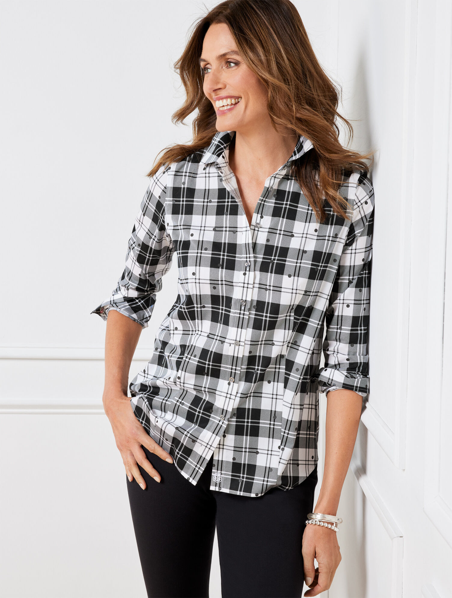 Non-Iron Perfect Shirt - Polka Dot Plaid | Talbots