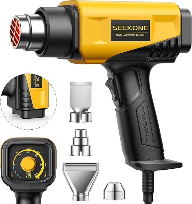 Seekone Pistola de calor de 1800 W Diseño compacto Pistola de aire caliente resistente Control d... | Amazon (US)